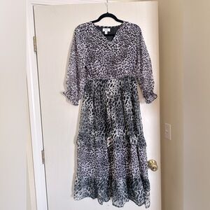 Gray and black leopard print dress